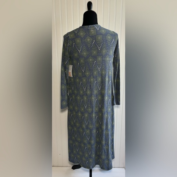 LuLaRoe Sarah Cardigan Duster Sweater Women’s Size XS Blue Green Cream - Picture 4 of 16